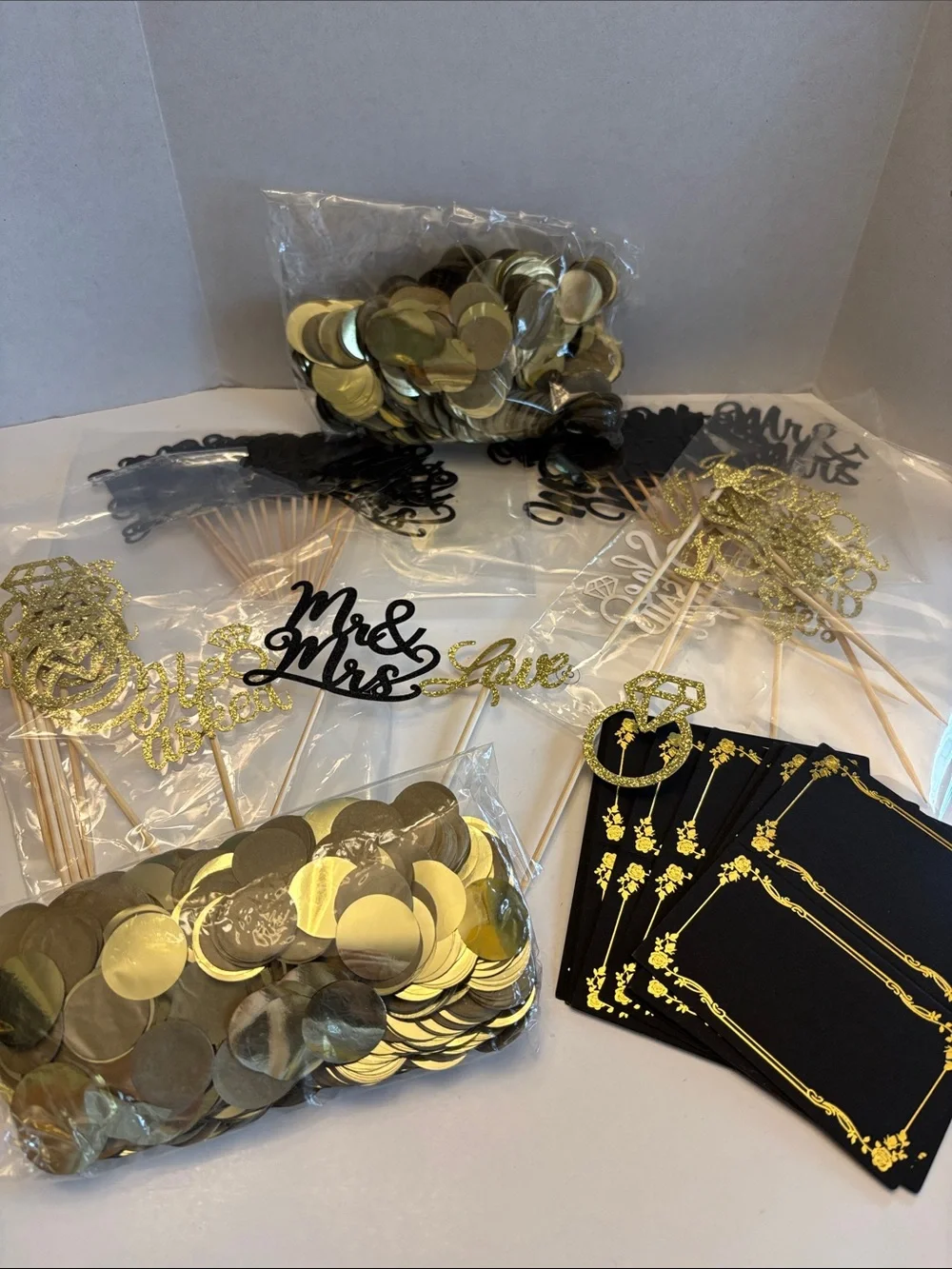 Gold and Black Wedding Mr & Mrs Party Kit